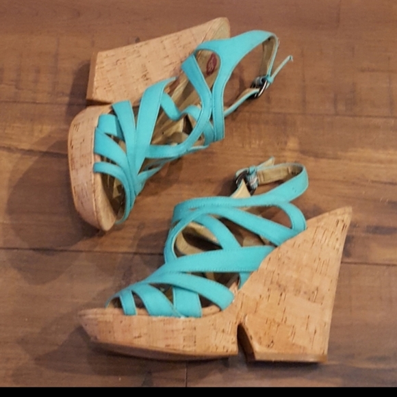 Nordstrom Shoes - BP - Turquoise Strappy Wedges❤